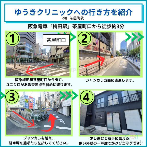ゆうきクリニック梅田茶屋町院へのアクセス