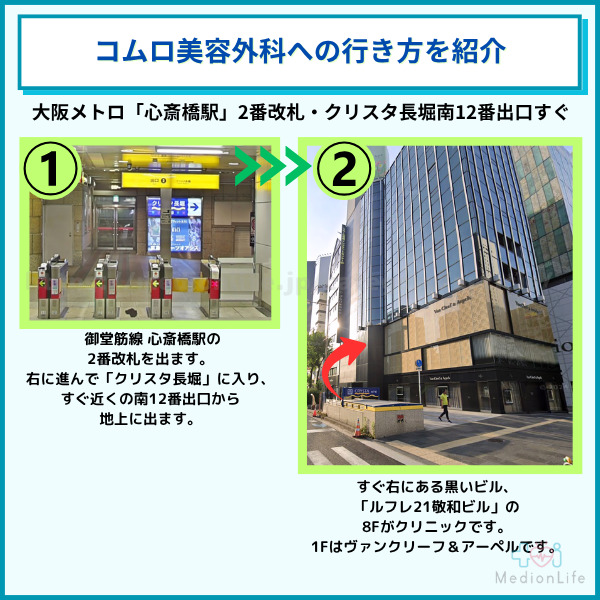 コムロ美容外科へのアクセス