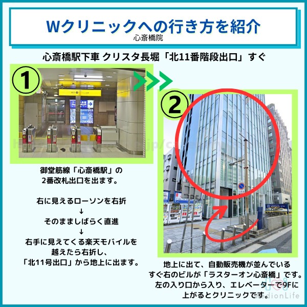 Wクリニック 心斎橋院アクセス