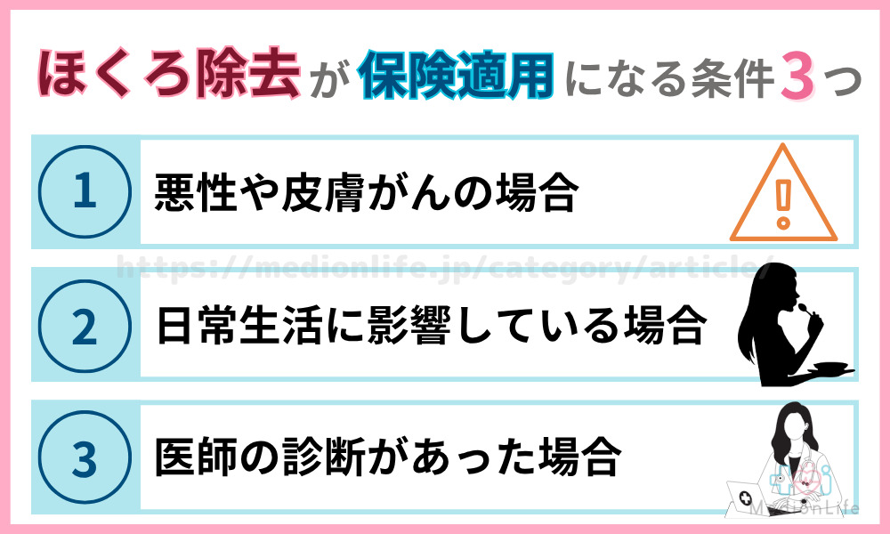 ほくろ除去が保険適用になる条件3つ